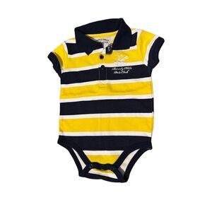 Beverly Hills Polo Club One Piece Baby 3/6m Yellow And Blue Short Sleeve